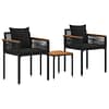 Outdoor Furniture Set with Cushion Black Poly Rattan