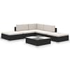 Corner Garden Lounge Set with Cushions Poly Rattan Black