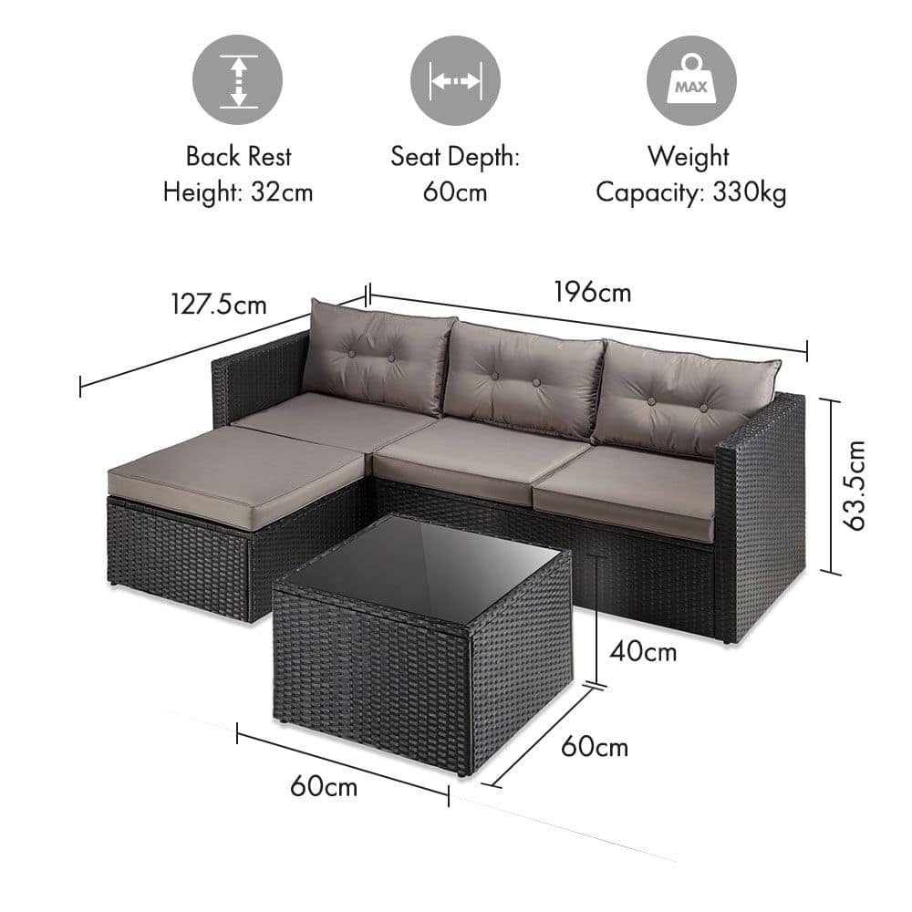 Antigua 4 Seater Garden Corner Sofa & Table - Image 8