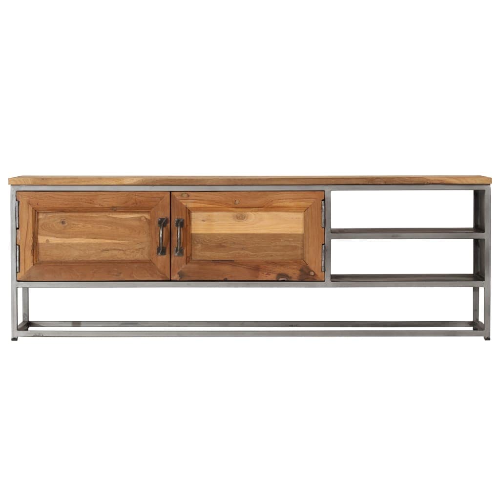 TV Cabinet Recycled Teak and Steel 120x30x40 cm - Image 2