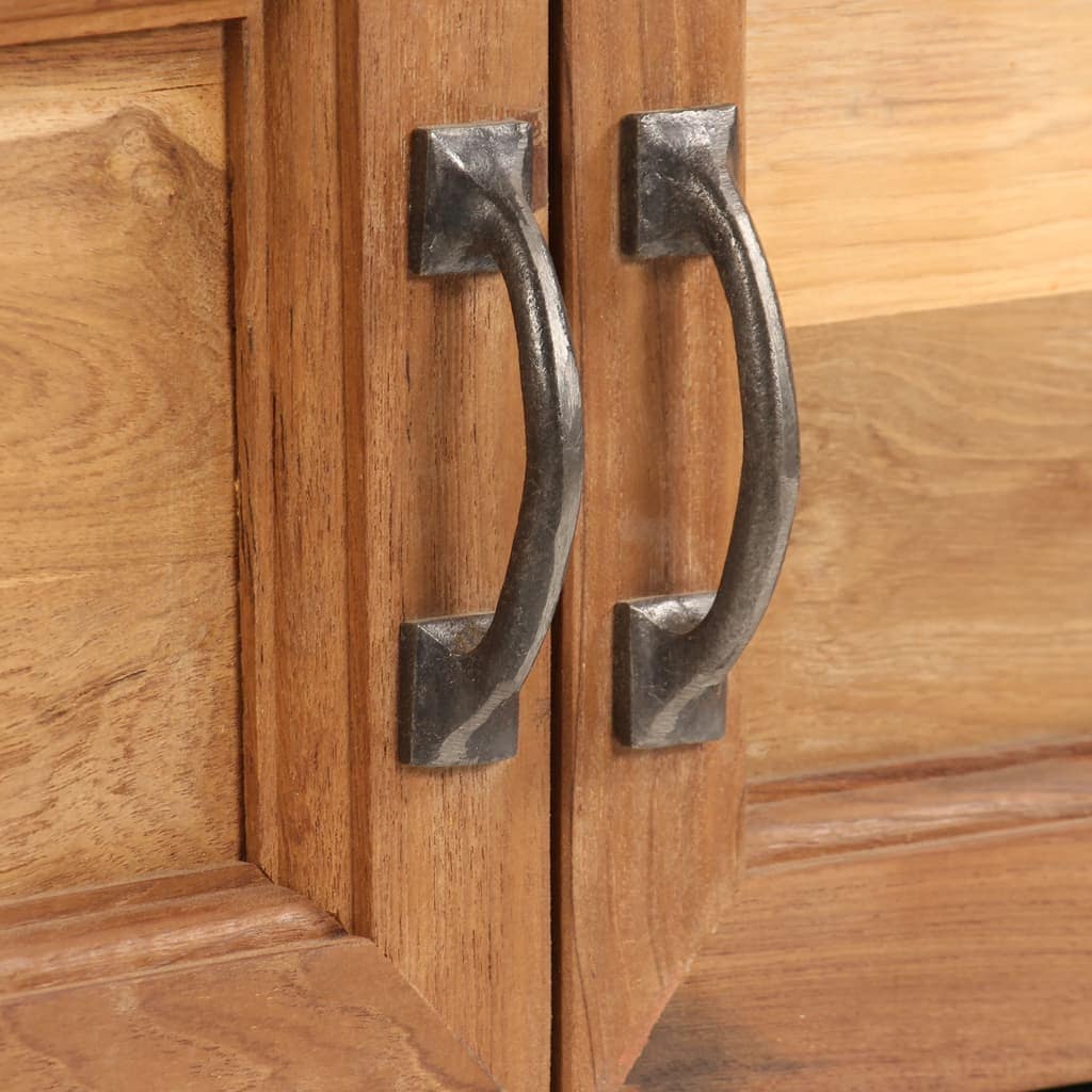 TV Cabinet Recycled Teak and Steel 120x30x40 cm - Image 6