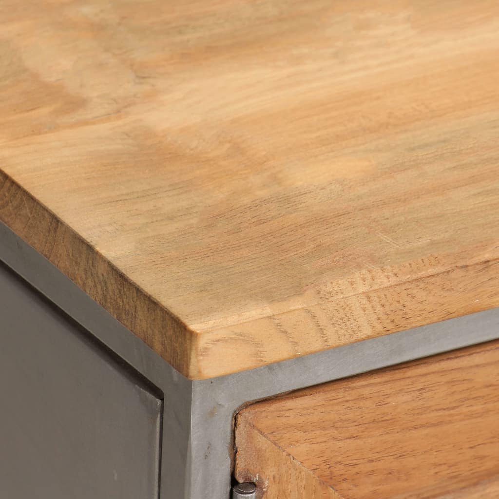 TV Cabinet Recycled Teak and Steel 120x30x40 cm - Image 8
