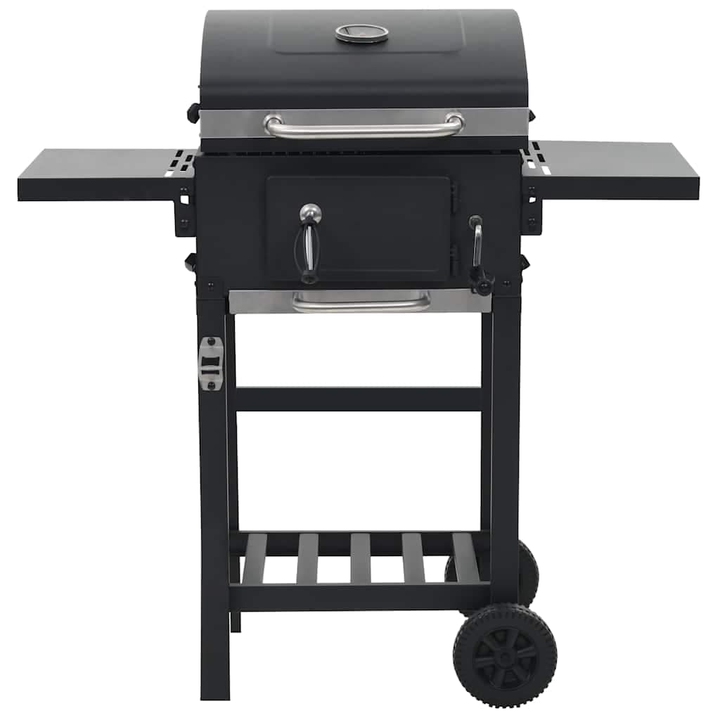 Charcoal-Fueled BBQ Grill with Bottom Shelf Black - Image 2