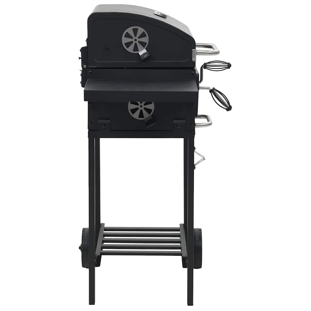 Charcoal-Fueled BBQ Grill with Bottom Shelf Black - Image 3