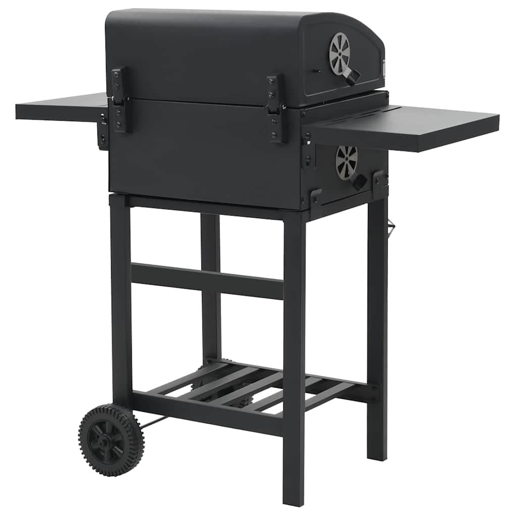 Charcoal-Fueled BBQ Grill with Bottom Shelf Black - Image 4