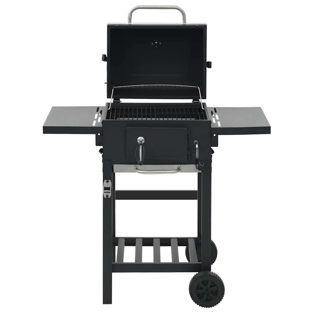 Charcoal-Fueled BBQ Grill with Bottom Shelf Black - Image 5