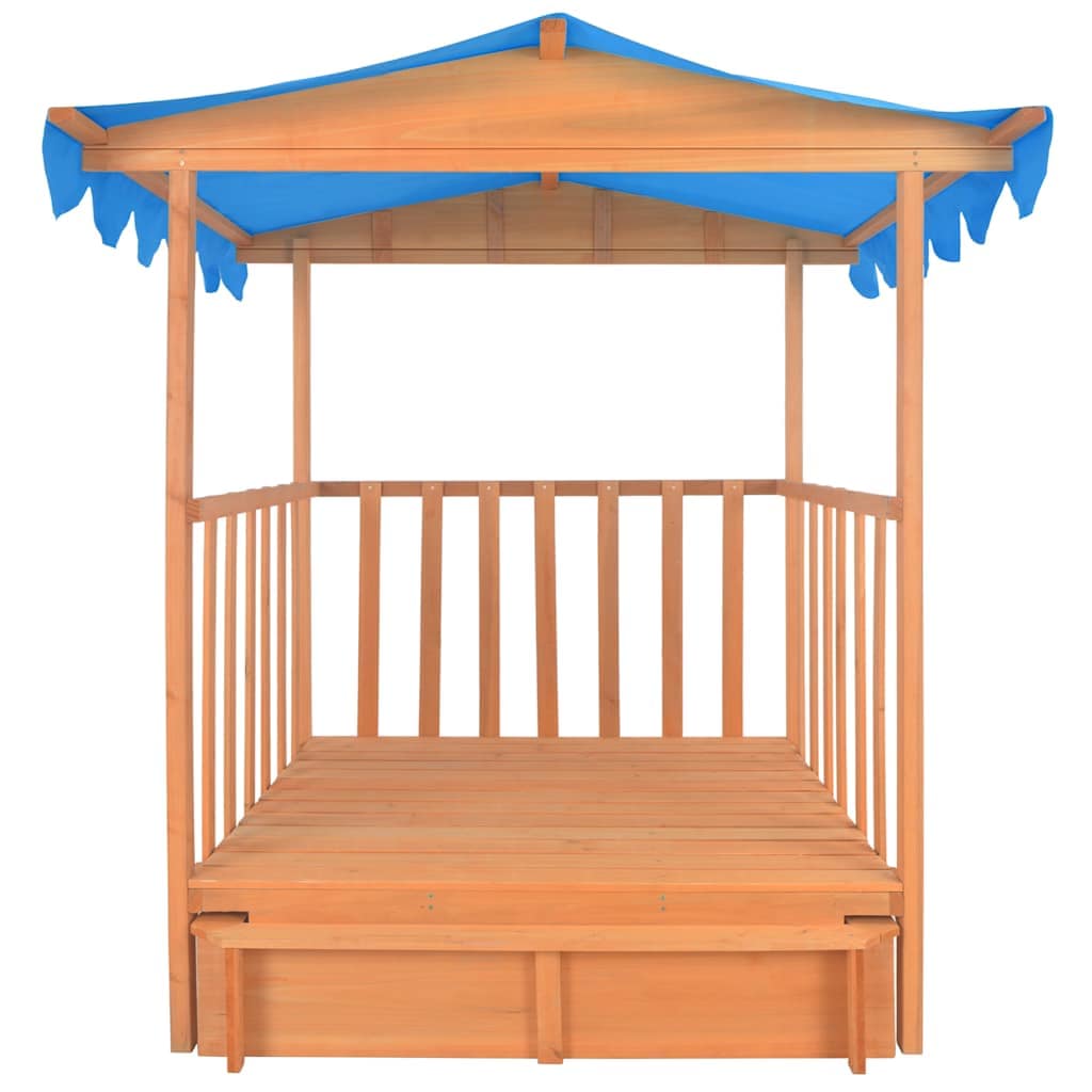 Kids Playhouse with Sandbox Fir Wood Blue UV50 - Image 4