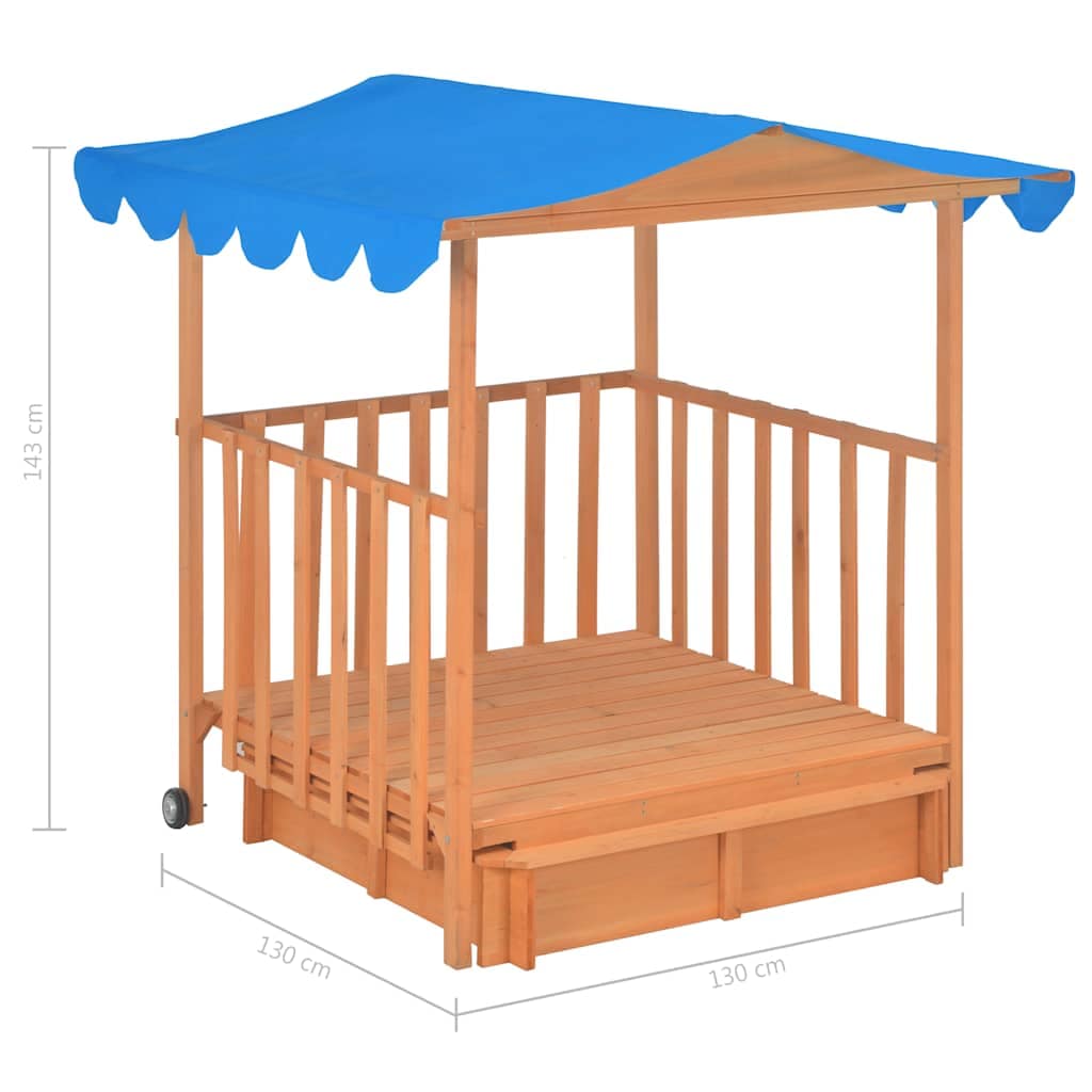 Kids Playhouse with Sandbox Fir Wood Blue UV50 - Image 10