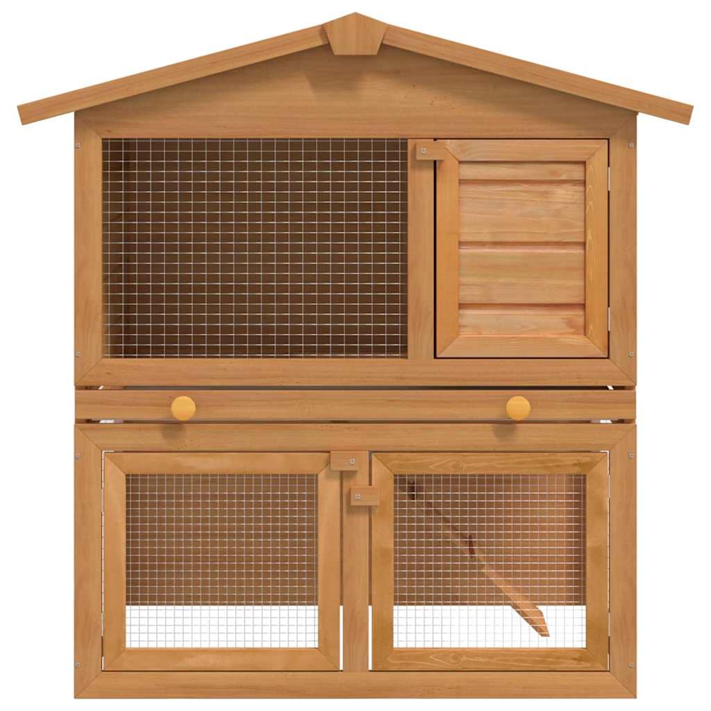 Outdoor Rabbit Hutch Small Animal House Pet Cage 3 Doors Wood - Image 2