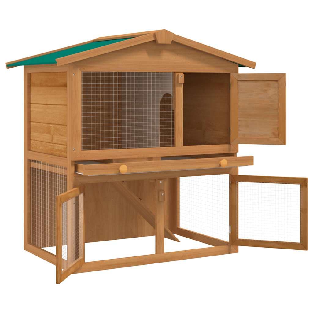 Outdoor Rabbit Hutch Small Animal House Pet Cage 3 Doors Wood - Image 3