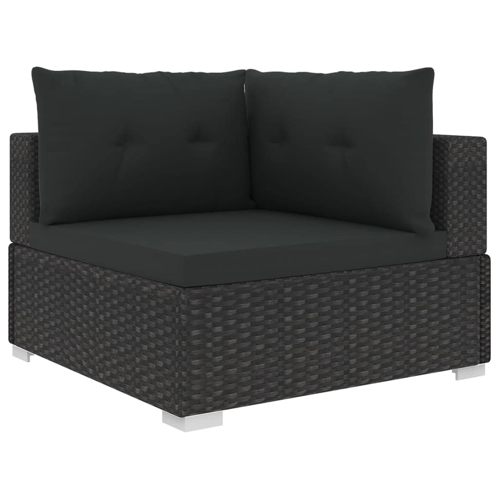 6 Piece Garden Lounge Set with Cushions Poly Rattan Black - Image 3