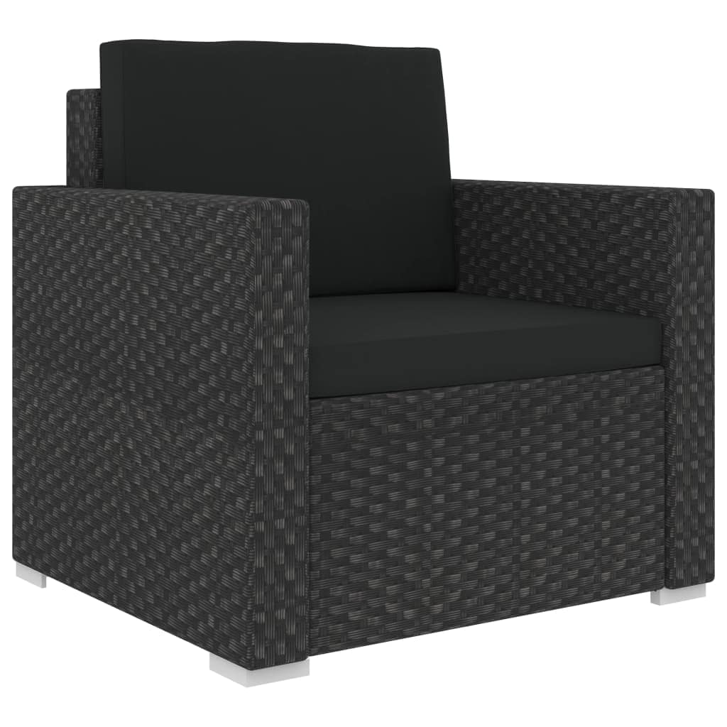 6 Piece Garden Lounge Set with Cushions Poly Rattan Black - Image 8