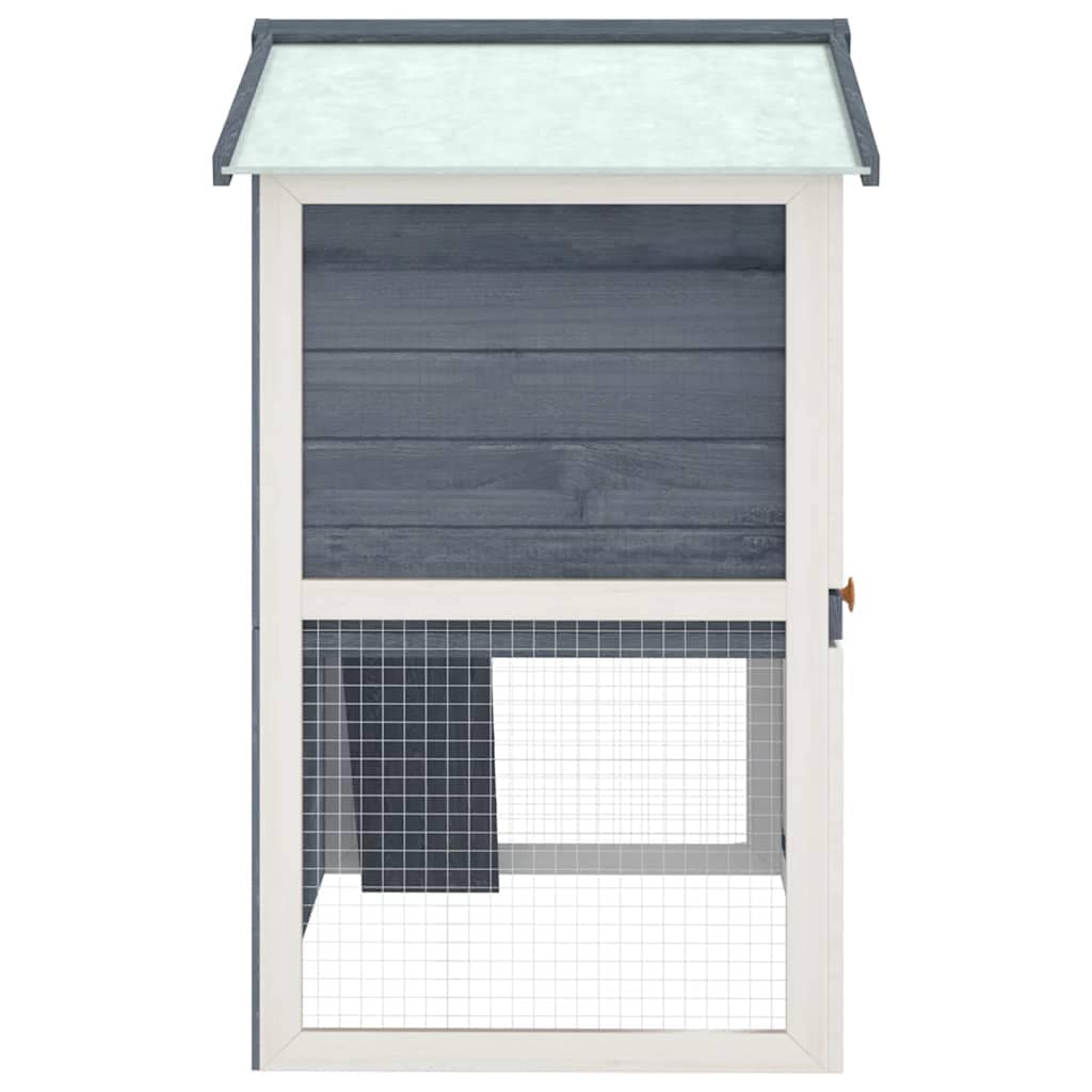 Outdoor Rabbit Hutch 3 Doors Grey Wood - Image 4