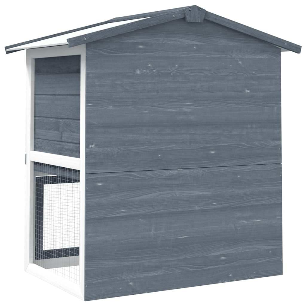 Outdoor Rabbit Hutch 3 Doors Grey Wood - Image 5