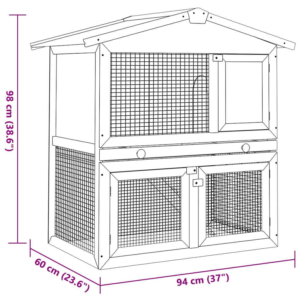 Outdoor Rabbit Hutch 3 Doors Grey Wood - Image 7