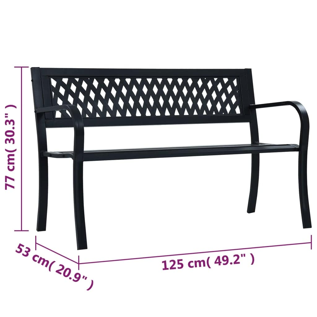 Garden Bench 125 cm Black Steel - Image 8