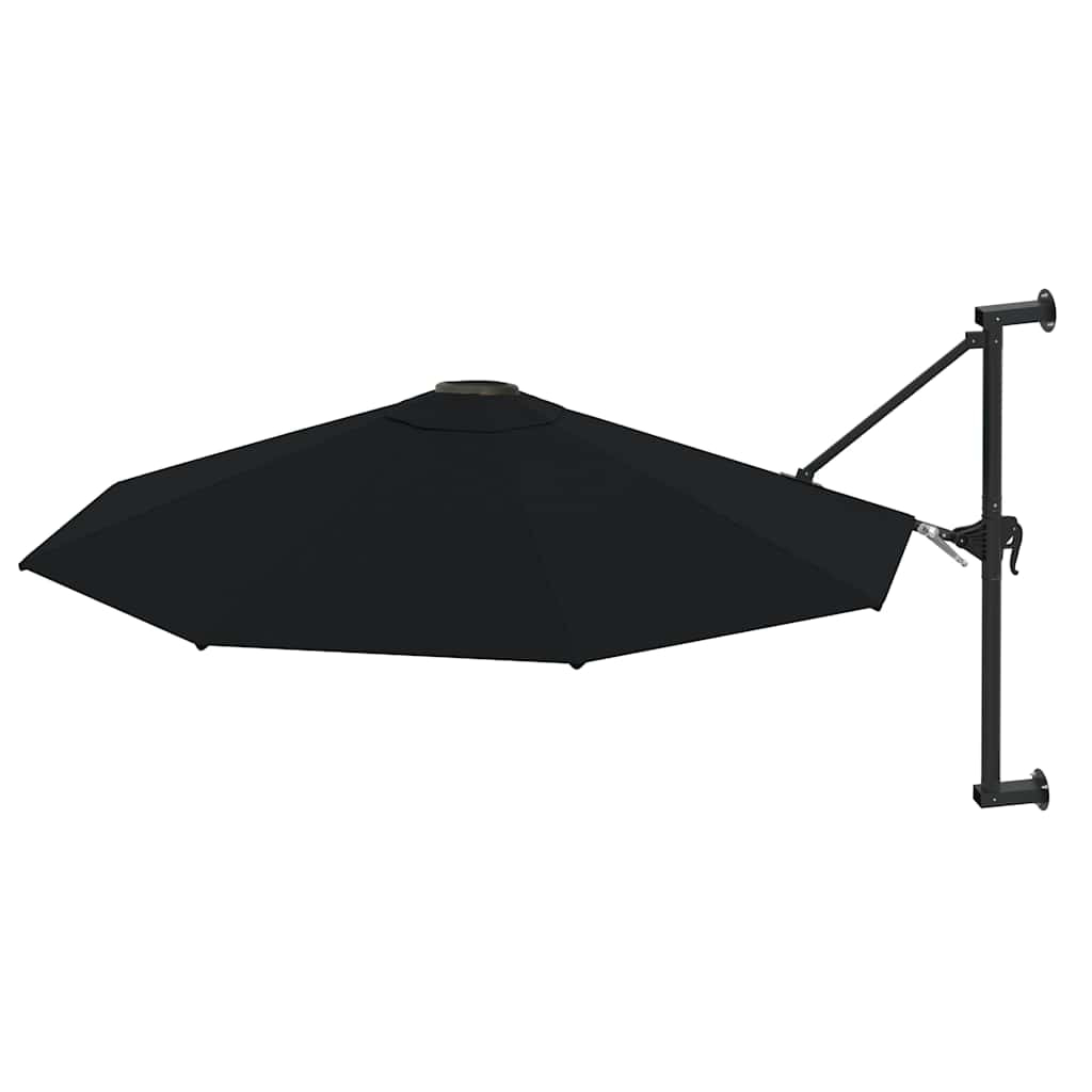 Wall-Mounted Garden Parasol with Metal Pole 300 cm Black - Image 2