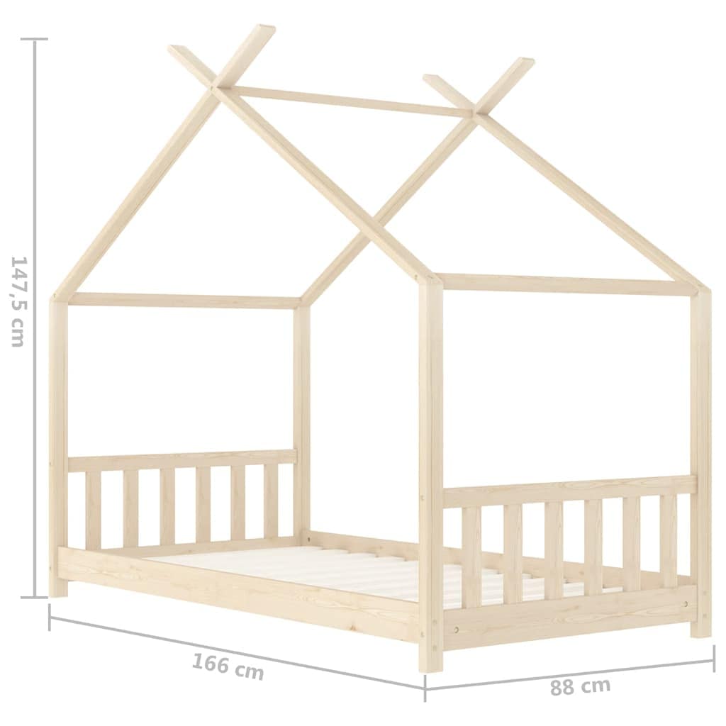 Kids Bed Frame Solid Pine Wood 80x160 cm - Image 9