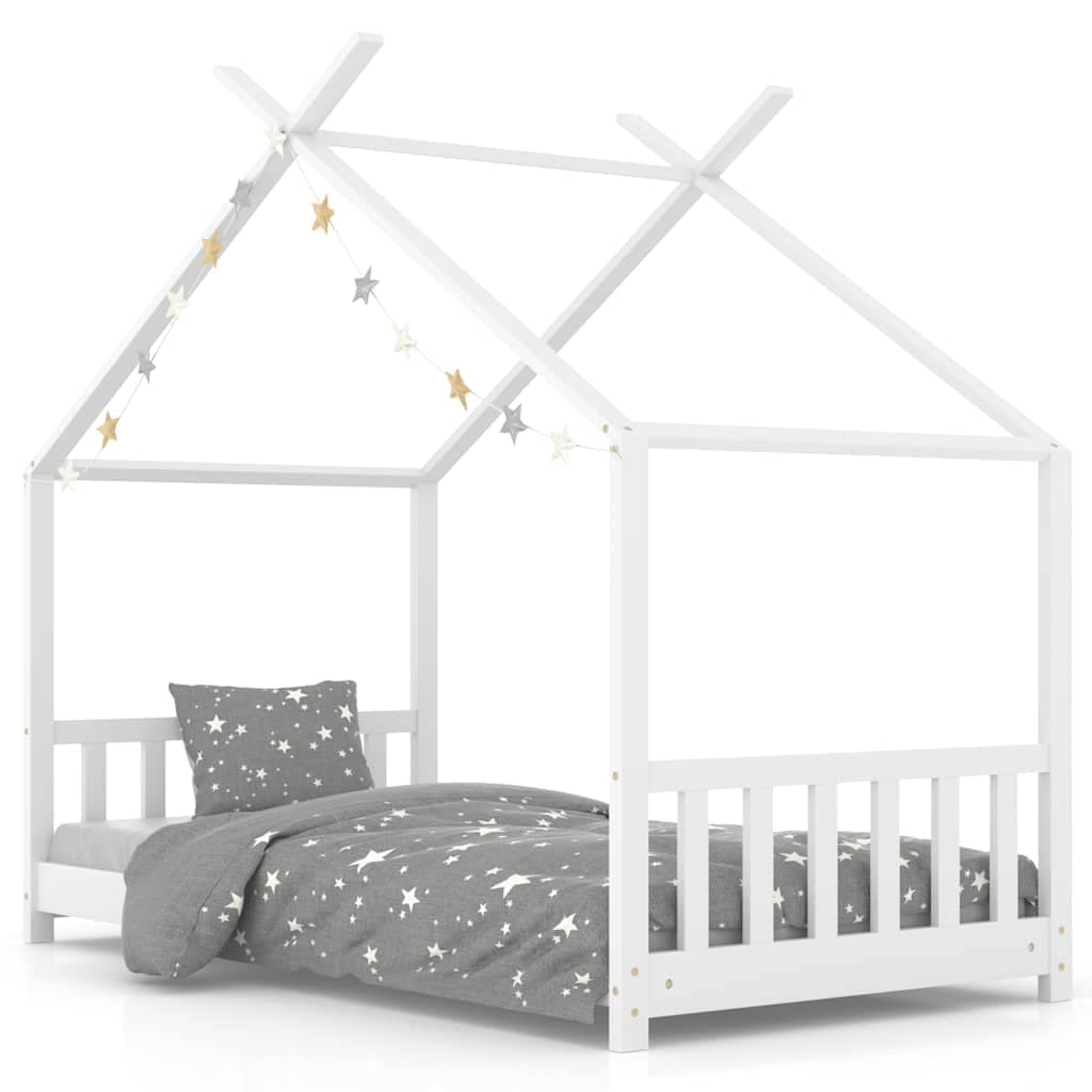 Kids Bed Frame White Solid Pine Wood 80x160 cm - Image 2