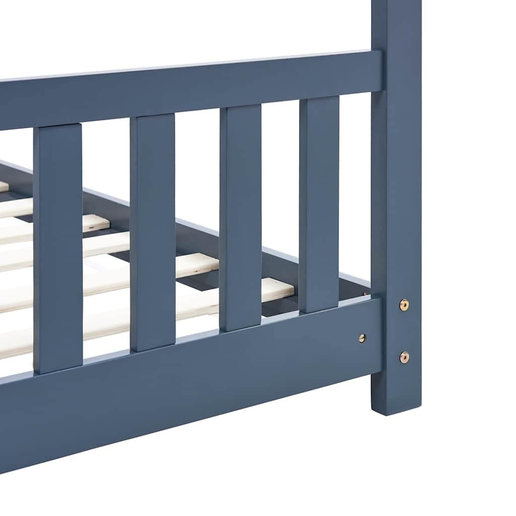 Kids Bed Frame Grey Solid Pine Wood 70x140 cm - Image 7