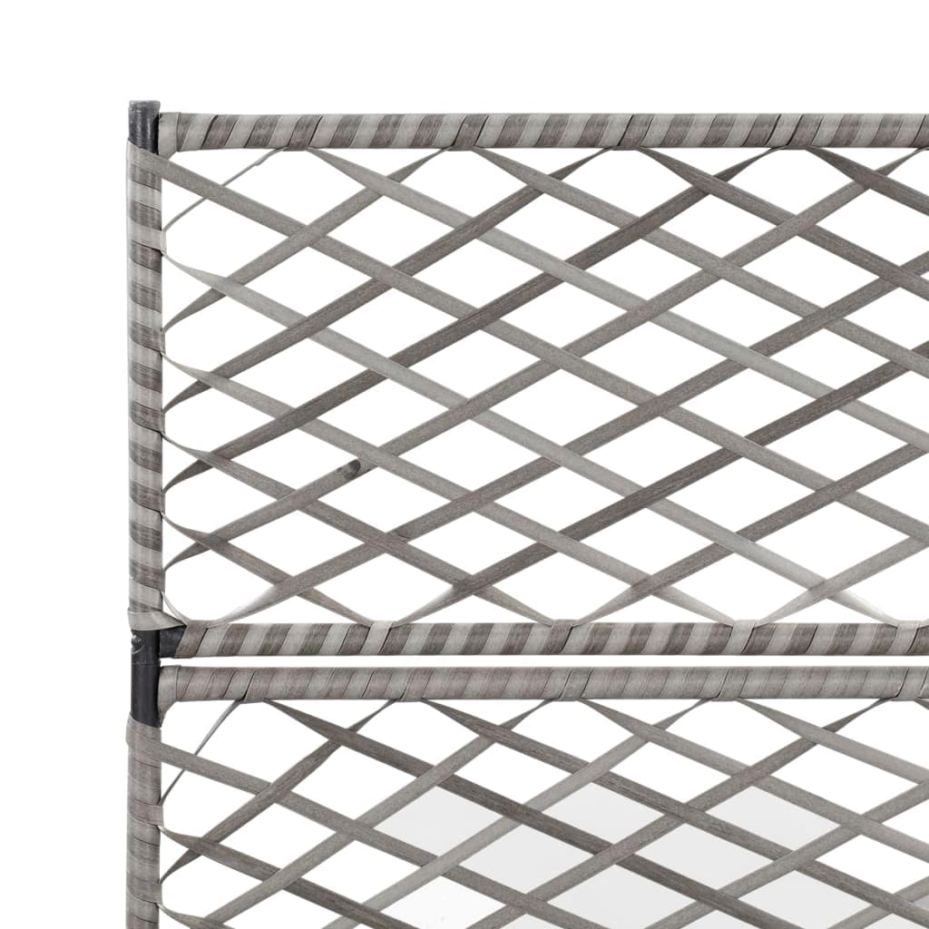 Trellis Raised Bed with 3 Pots 83x30x130 cm Poly Rattan Grey - Image 5