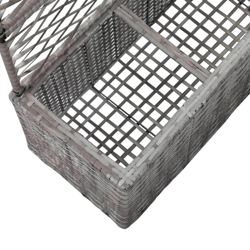 Trellis Raised Bed with 3 Pots 83x30x130 cm Poly Rattan Grey - Image 6