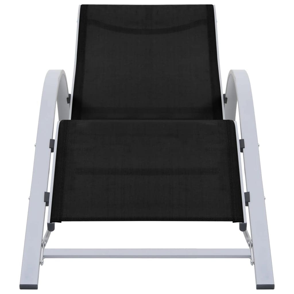 Sun Loungers 2 pcs with Table Aluminium Black - Image 3
