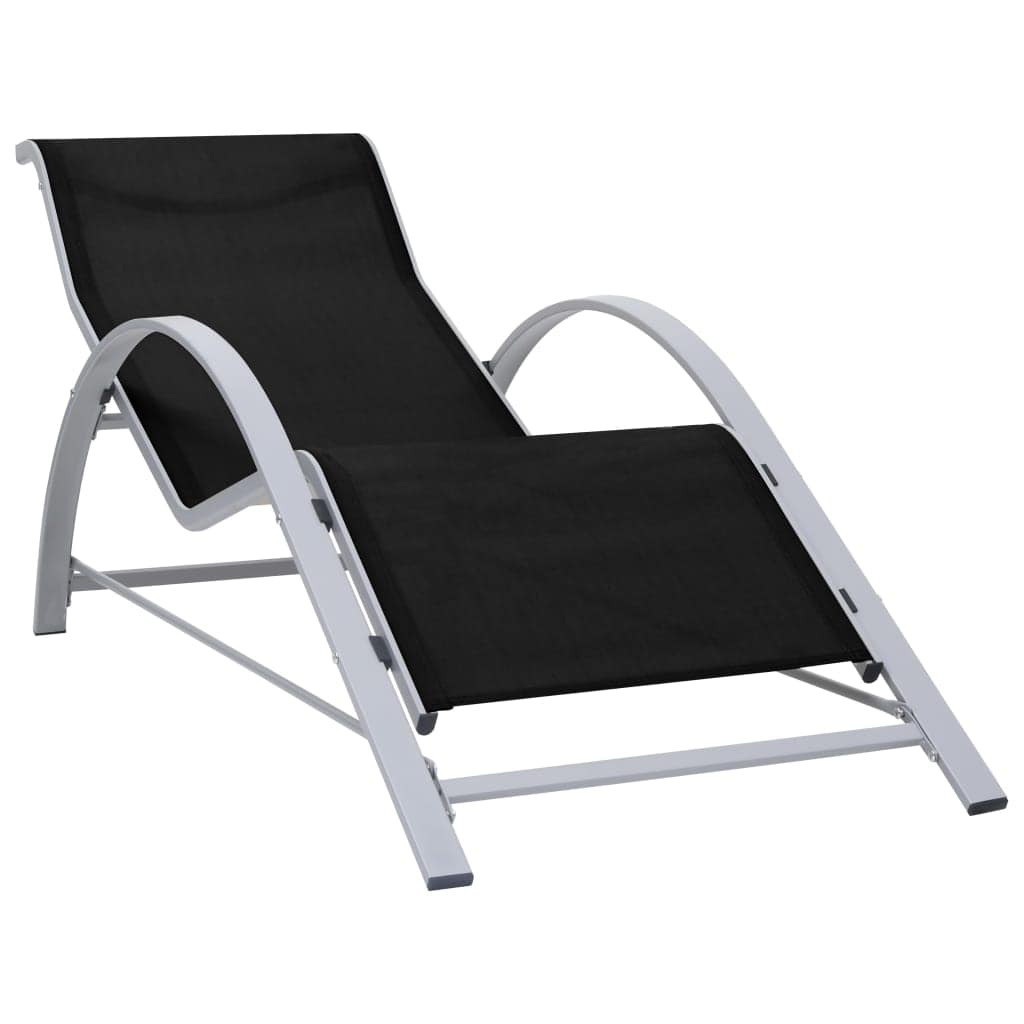Sun Loungers 2 pcs with Table Aluminium Black - Image 4