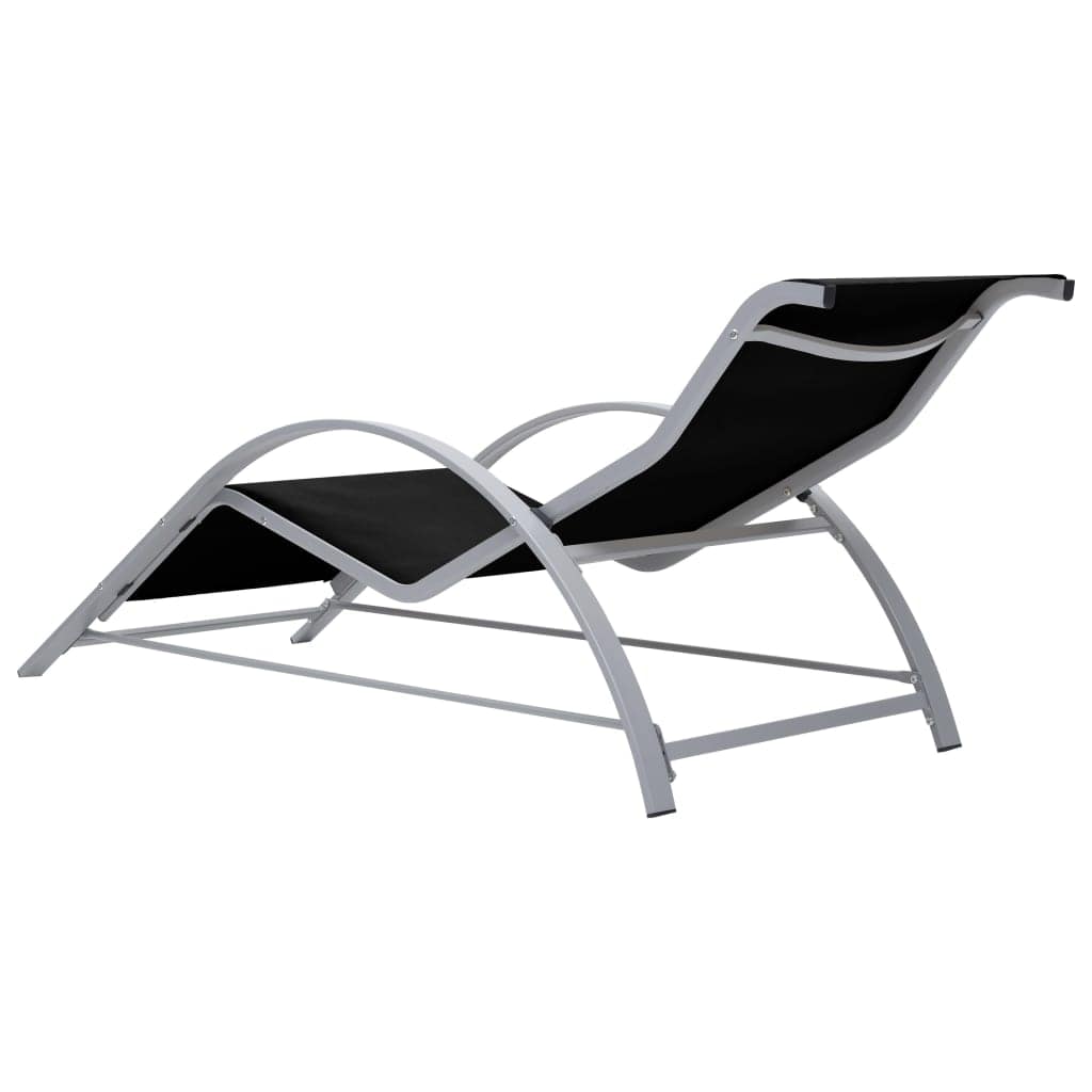Sun Loungers 2 pcs with Table Aluminium Black - Image 6