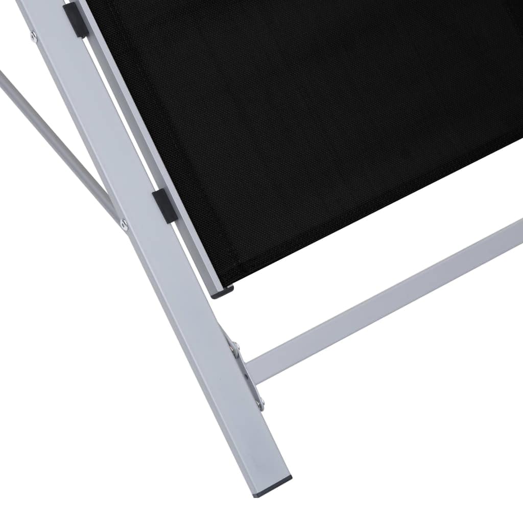 Sun Loungers 2 pcs with Table Aluminium Black - Image 7