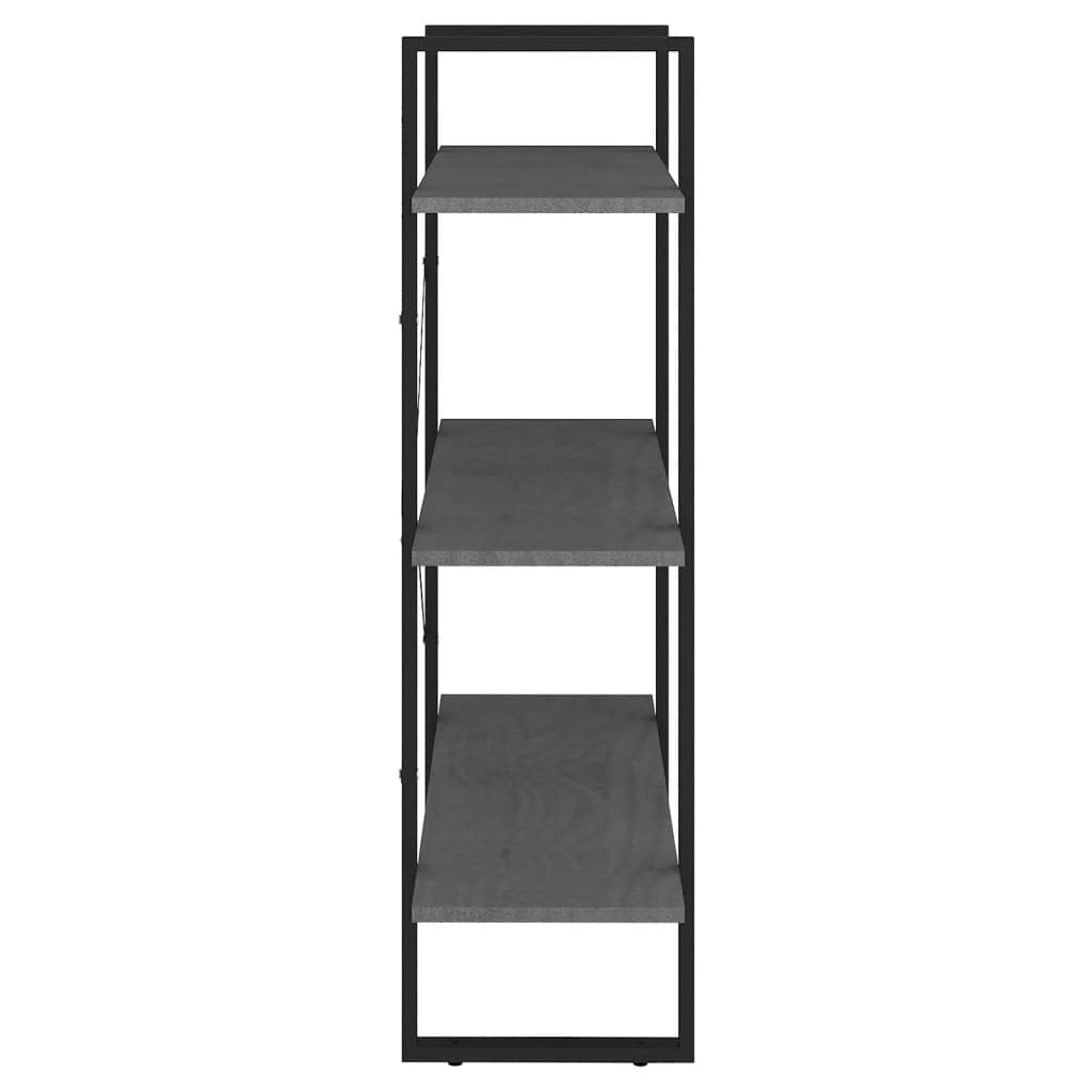 3-Tier Book Cabinet Grey 80x30x105 cm Solid Pine Wood - Image 6