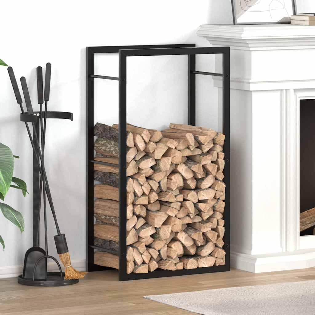 Firewood Rack Matt Black 50x28x94 cm Steel