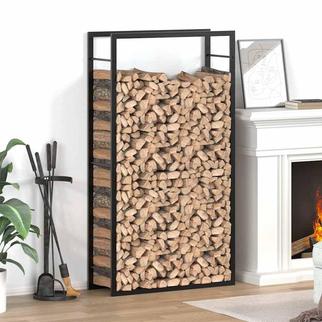 Firewood Rack Matt Black 80x28x154 cm Steel
