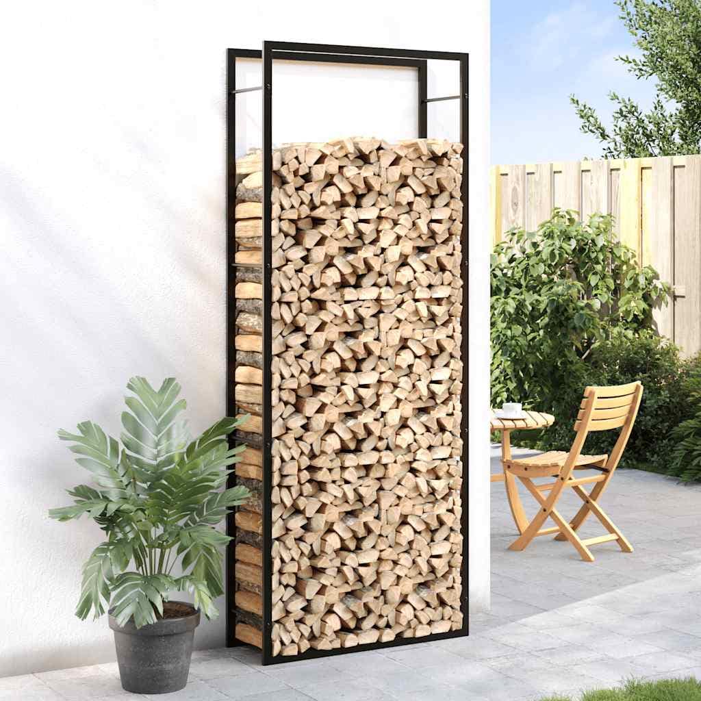 Firewood Rack Matt Black 80x28x222 cm Steel - Image 3
