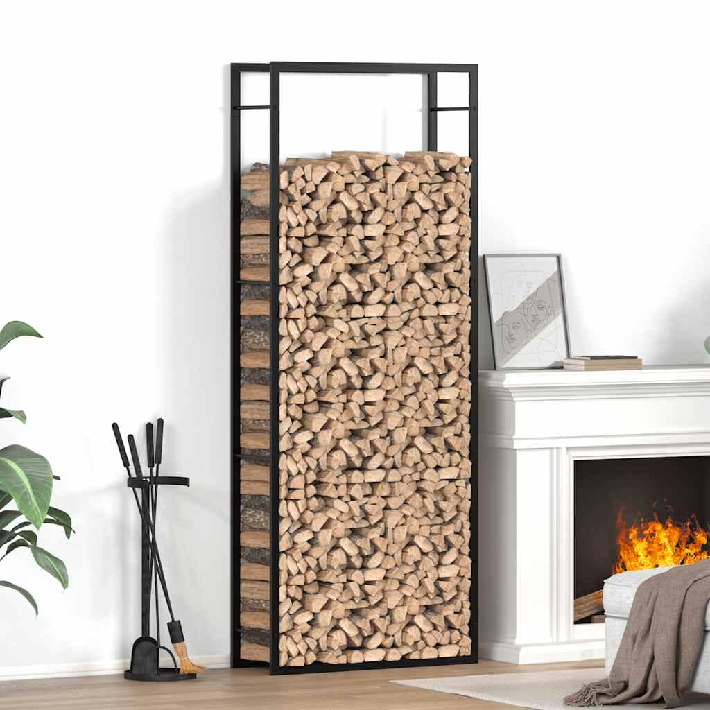 Firewood Rack Matt Black 80x28x222 cm Steel