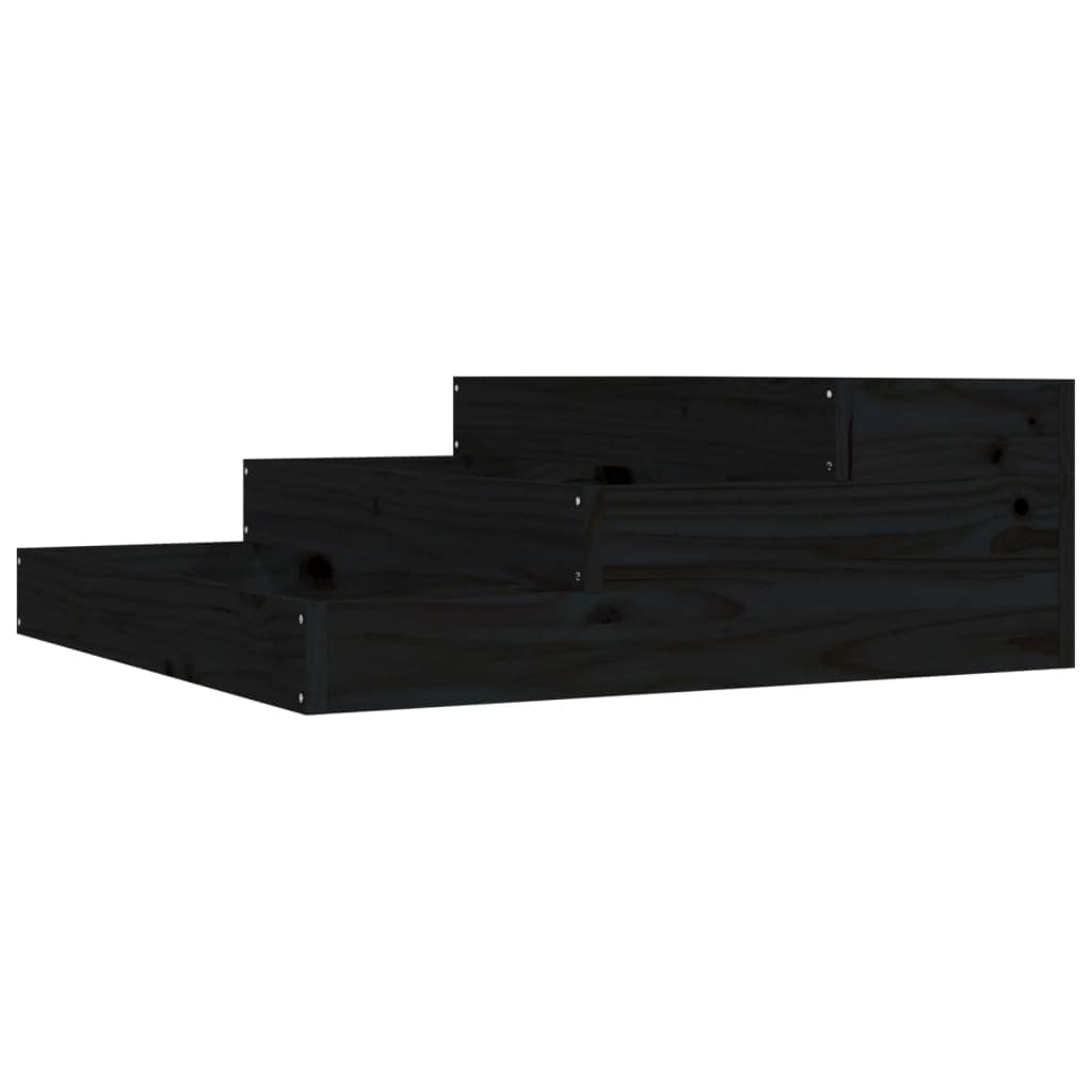 Planter Black 78x78x27 cm Solid Wood Pine - Image 2
