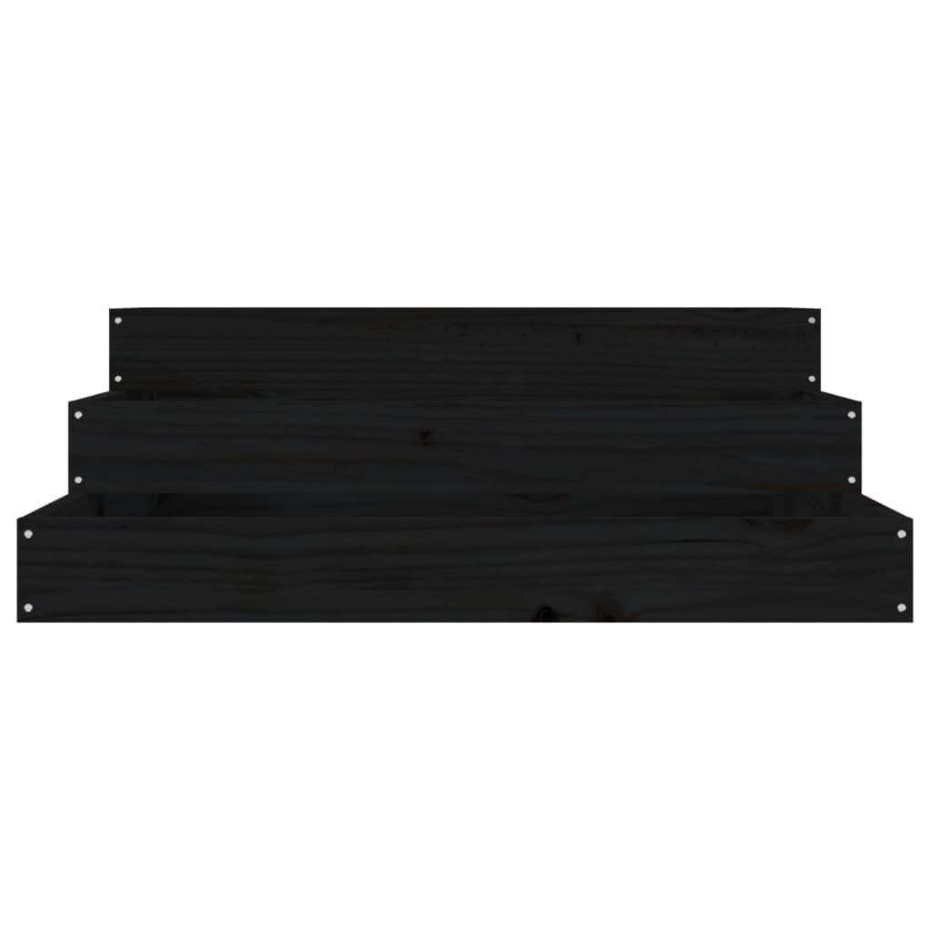Planter Black 78x78x27 cm Solid Wood Pine - Image 4
