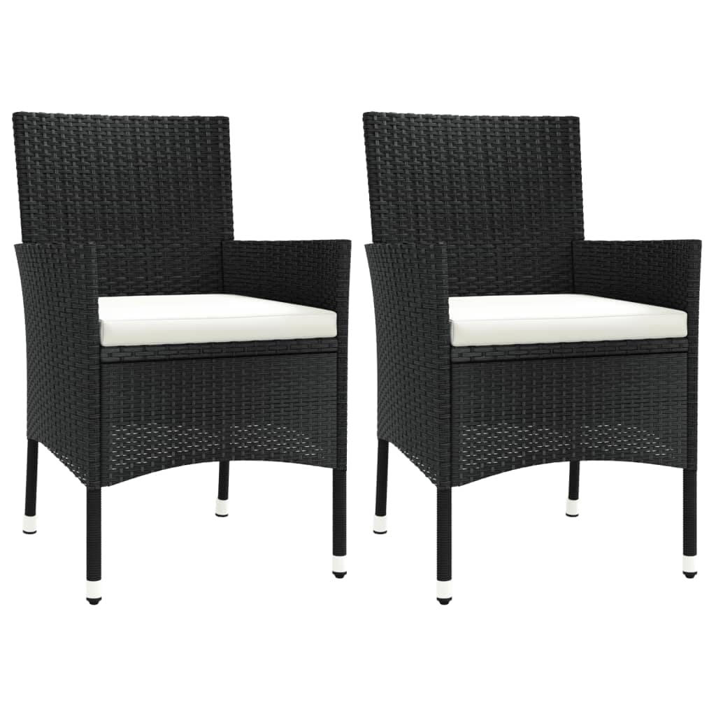 Garden Chairs with Cushions 2 pcs Black Poly Rattan - Image 2