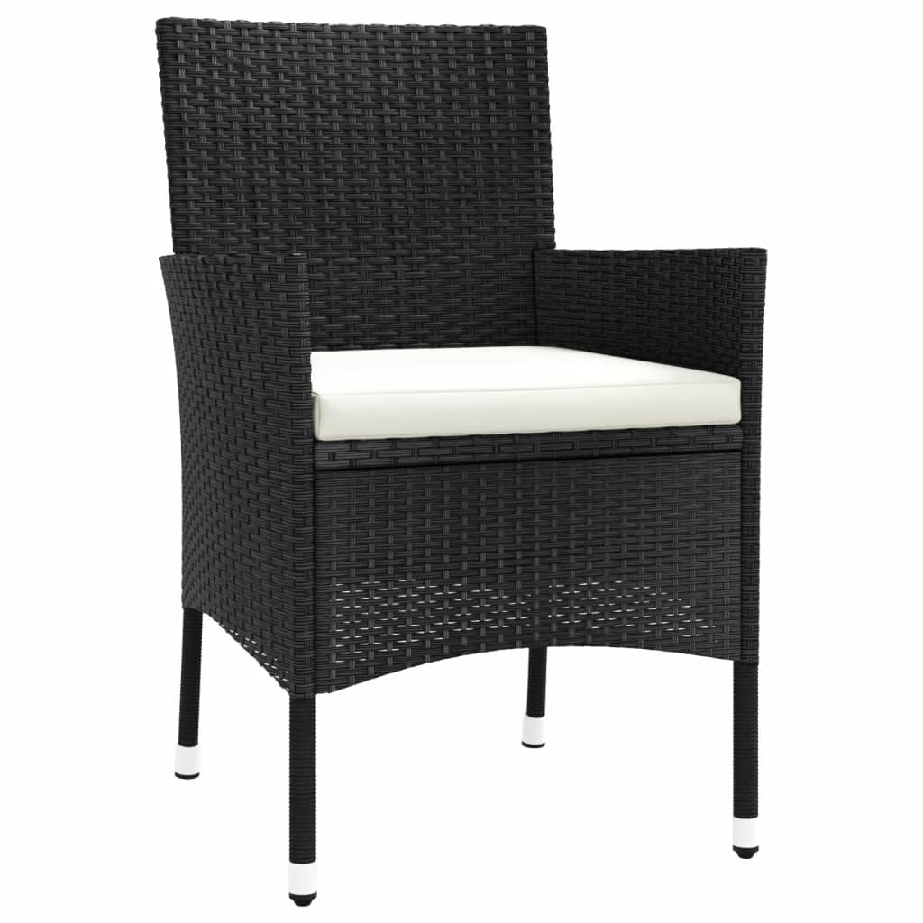 Garden Chairs with Cushions 2 pcs Black Poly Rattan - Image 3