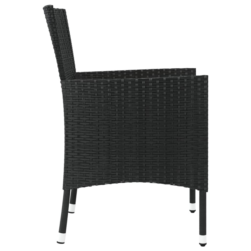 Garden Chairs with Cushions 2 pcs Black Poly Rattan - Image 5