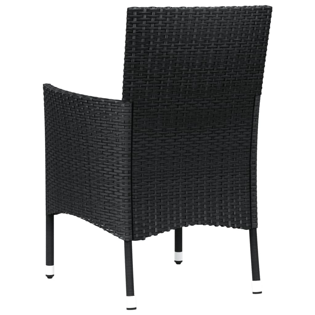 Garden Chairs with Cushions 2 pcs Black Poly Rattan - Image 6