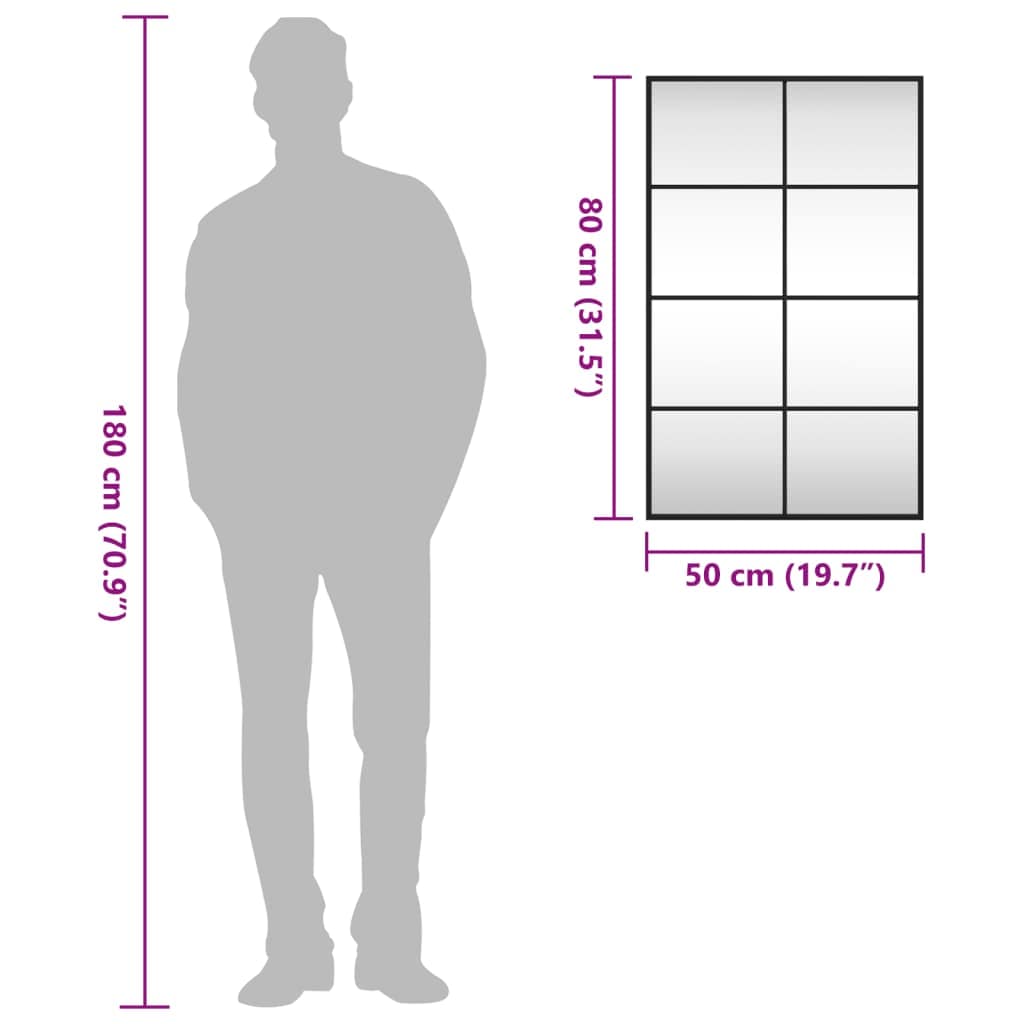 Wall Mirror Black 50x80 cm Rectangle Iron - Image 9