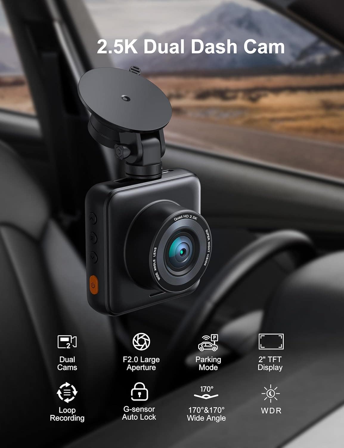 2.5K Car security WiFi Dash Cam with Night Vision - Image 2