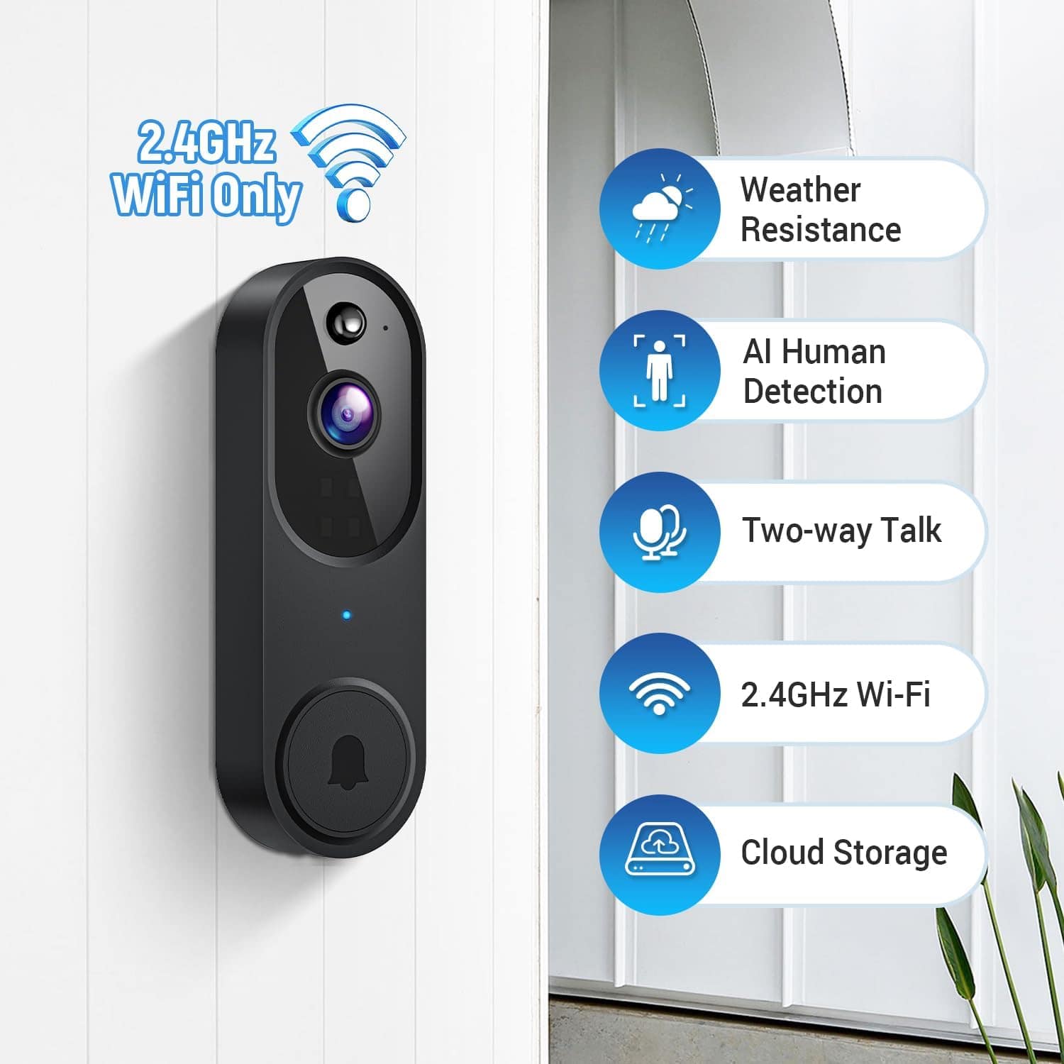 Wireless Wi-Fi Video Doorbell Camera with AI Human Detection - Image 2