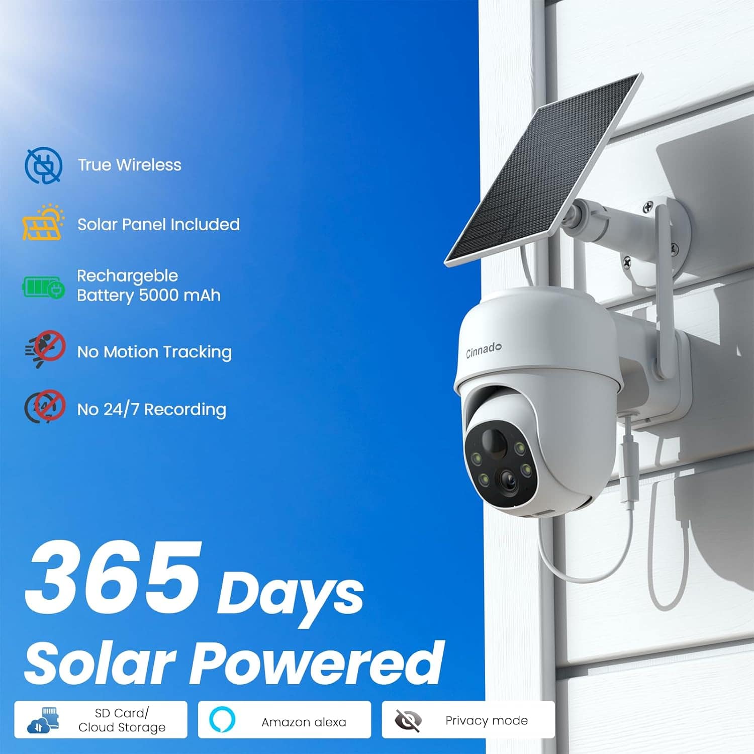 Solar Security Camera Outdoor Works with Alexa - Image 3