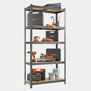 5-Tier Metal Shelving Unit  –  Black (180 x 90 x 40cm)
