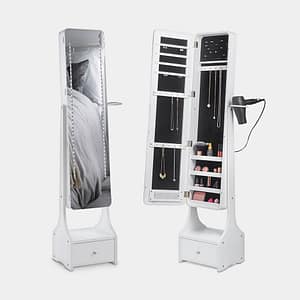 White LED Jewellery Armoire with Mirror