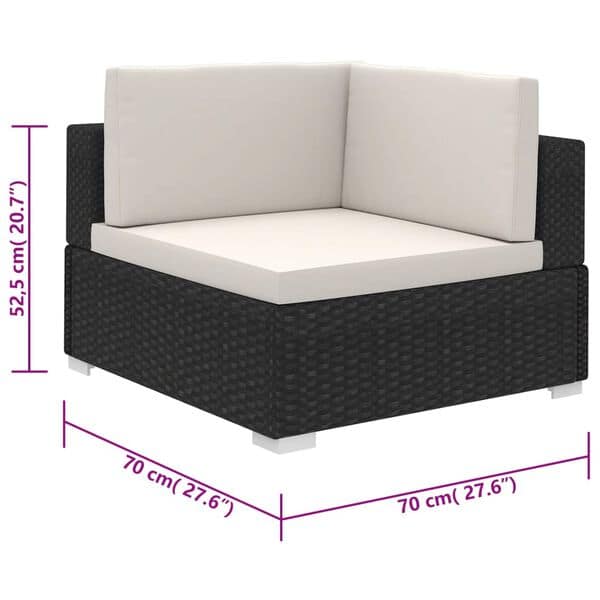 Corner Garden Lounge Set with Cushions Poly Rattan Black - Image 10