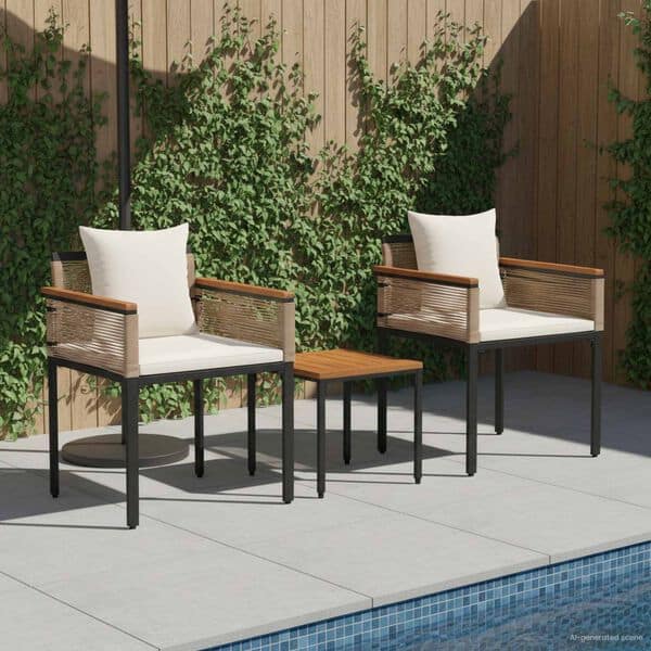 Outdoor Furniture Set Beige and Cream White Poly Rattan - Image 2