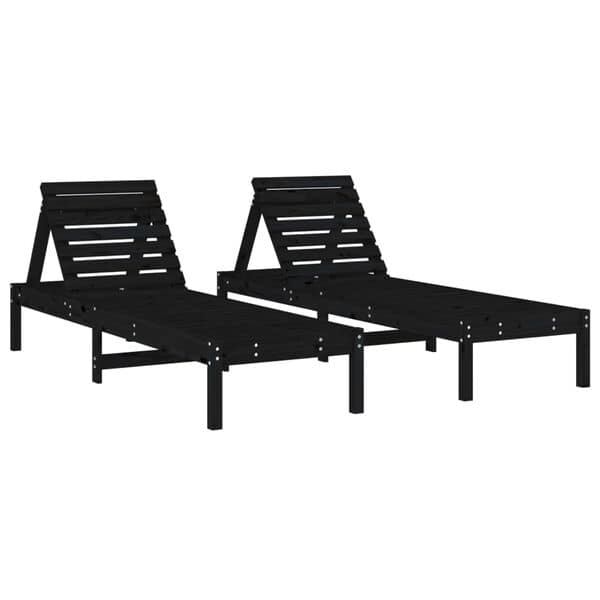 2 x Sun Loungers Solid Wood Pine - Image 3